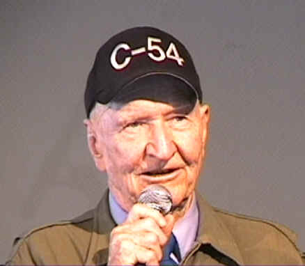 Candy Bomber Pilot Gail S. Halvorsen at Tempelhof Airport on February 9, ...